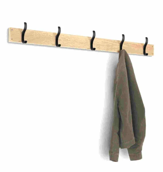 Probe Cloakroom Wall Hook Strip 1000mm Length - Light Ash Timber