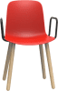 Origin FLUX 4 Leg Wood Classroom Chair With Arms - Coral Red