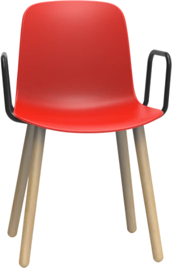 Origin FLUX 4 Leg Wood Classroom Chair With Arms - Coral Red