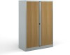 Bisley Systems Storage Medium Tambour Cupboard - 1570mm - Silver with Beech Doors