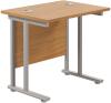 TC Twin Upright Rectangular Desk with Twin Cantilever Legs - 800mm x 600mm - Nova Oak