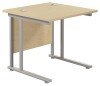 TC Twin Upright Rectangular Desk with Twin Cantilever Legs - 800mm x 800mm - Maple (8-10 Week lead time)