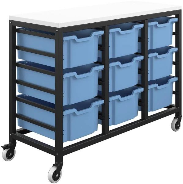 Titan 9 Draw Deep F2 Tray Unlimited Mobile Storage Unit Black Frame White Top