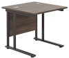 TC Twin Upright Rectangular Desk with Twin Cantilever Legs - 800mm x 800mm - Dark Walnut (8-10 Week lead time)