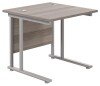 TC Twin Upright Rectangular Desk with Twin Cantilever Legs - 800mm x 800mm - Grey Oak