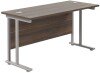 TC Twin Upright Rectangular Desk with Twin Cantilever Legs - 1200mm x 600mm - Dark Walnut (8-10 Week lead time)