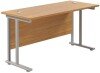 TC Twin Upright Rectangular Desk with Twin Cantilever Legs - 1200mm x 600mm - Nova Oak