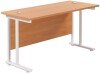 TC Twin Upright Rectangular Desk with Twin Cantilever Legs - 1200mm x 600mm - Beech