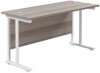 TC Twin Upright Rectangular Desk with Twin Cantilever Legs - 1200mm x 600mm - Grey Oak