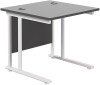 TC Twin Upright Rectangular Desk with Twin Cantilever Legs - 800mm x 800mm - Black