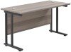 TC Twin Upright Rectangular Desk with Twin Cantilever Legs - 1200mm x 600mm - Grey Oak