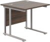 TC Twin Upright Rectangular Desk with Twin Cantilever Legs - 800mm x 800mm - Dark Walnut (8-10 Week lead time)