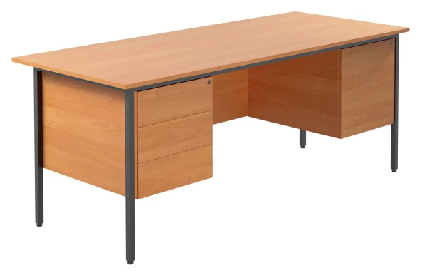 TC Eco 18 Rectangular Desk with Straight Legs, 2 and 3 Drawer Fixed Pedestals - 1800mm x 750mm