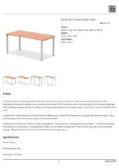 Dynamic Evolve Plus Bench Desk Single Data Sheet