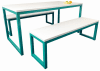 Metalliform Standard Dining Table & Benches - 2200 x 800 x 760mm - Turquoise