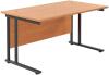 TC Twin Upright Rectangular Desk with Twin Cantilever Legs - 1200mm x 800mm - Beech