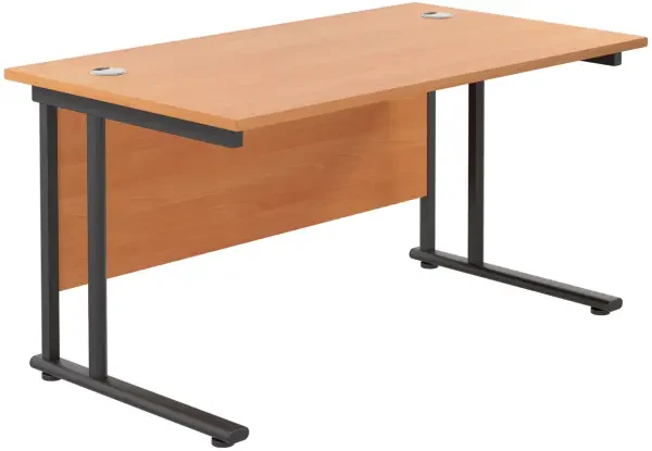 TC Twin Upright Rectangular Desk with Twin Cantilever Legs - 1200mm x 800mm - Beech