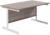 TC Single Upright Rectangular Desk with Single Cantilever Legs - 1200mm x 800mm - Grey Oak